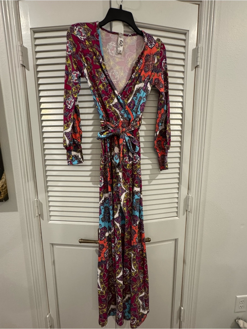 Go Couture Paisley Wrap Maxi Dress in Magenta, Turquoise & Orange